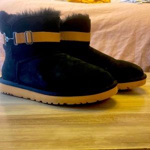Black Ugg shortie booties with buckle